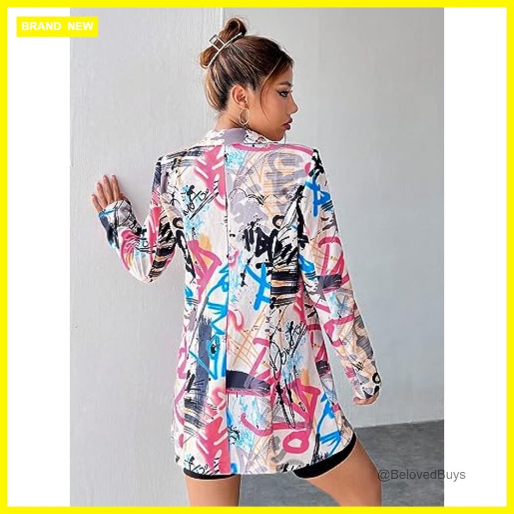 Plus Size Lapel Collar Open Front Button Blazer J… - image 2